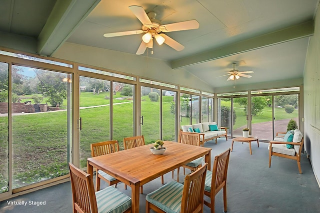 929 Deervale Dr, Nashville, TN 37217 - sunroom with ceiling fan, outdoor lounge area, and plenty of natural light