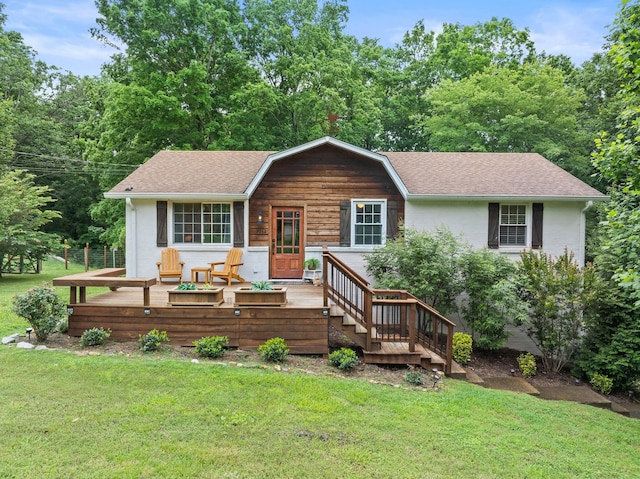 7214 Timberlane Dr, Fairview, TN 37062 - view of front of home featuring a shingled roof, a front yard, and a deck