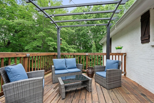 7214 Timberlane Dr, Fairview, TN 37062 - wooden terrace with outdoor lounge area and a pergola