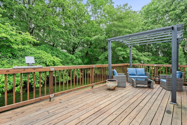 7214 Timberlane Dr, Fairview, TN 37062 - wooden terrace featuring outdoor lounge area and a pergola