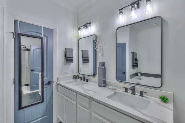 831 W Sagefield Dr, Smyrna, TN 37167 - bathroom with double vanity and ornamental molding