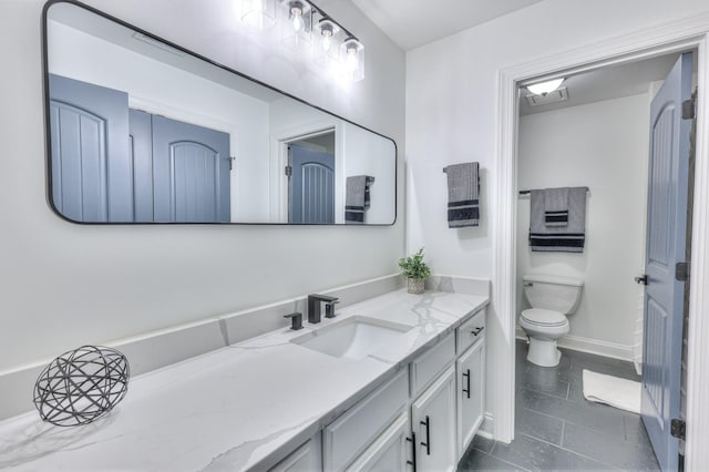 831 W Sagefield Dr, Smyrna, TN 37167 - bathroom featuring vanity, toilet, and tile patterned floors