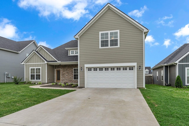 404 Generosity Way, Smyrna, TN 37167 - view of front of home with board and batten siding, a front lawn, a garage, and concrete driveway