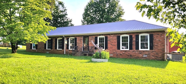 208 Royal Oak Dr, Dickson, TN 37055 - single story home featuring a front yard, central air condition unit, brick siding, and metal roof