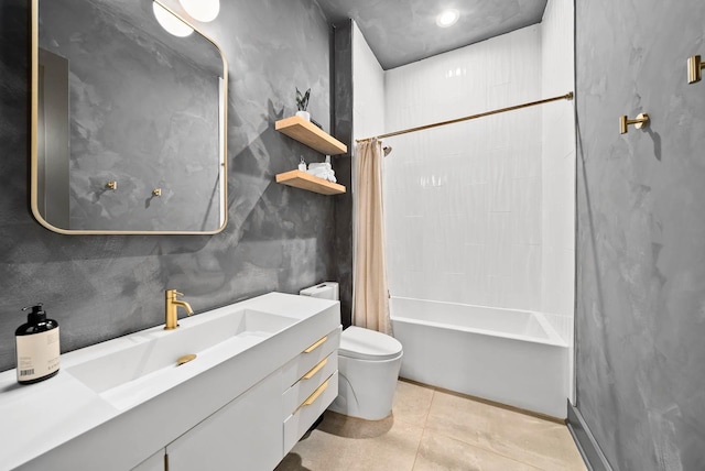 1240 John Windrow Rd, Eagleville, TN 37060 - bathroom featuring shower / tub combo, toilet, vanity, and tile patterned flooring