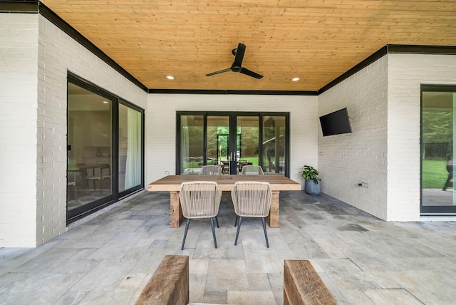 1240 John Windrow Rd, Eagleville, TN 37060 - view of patio / terrace with french doors, outdoor dining space, and ceiling fan