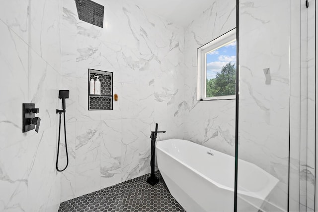 1240 John Windrow Rd, Eagleville, TN 37060 - full bathroom with a freestanding tub and a marble finish shower