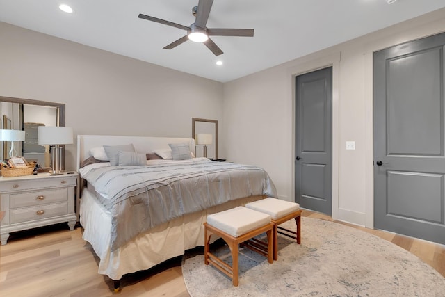 44 Hasty Hill Rd, Lynchburg, TN 37352 - bedroom featuring light wood-style floors, recessed lighting, and a ceiling fan
