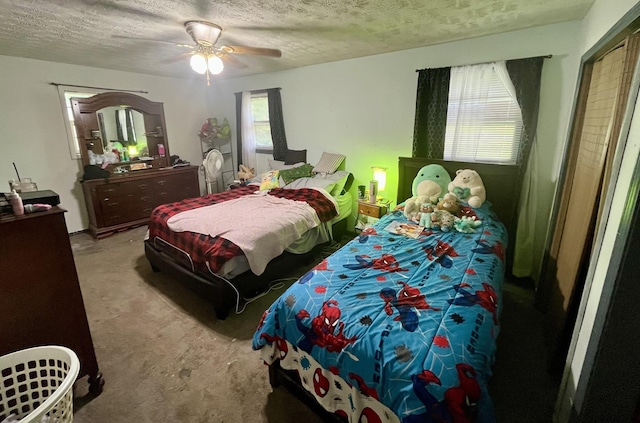 505 Wesley Ave, Nashville, TN 37207 - carpeted bedroom with a textured ceiling and ceiling fan