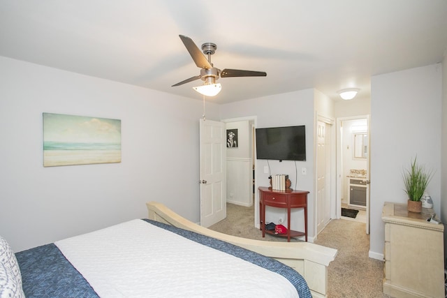321 Amherst Dr, Murfreesboro, TN 37128 - bedroom featuring light colored carpet, ceiling fan, and ensuite bathroom