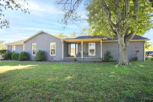 321 Amherst Dr, Murfreesboro, TN 37128 - ranch-style house with brick siding, a front lawn, and covered porch