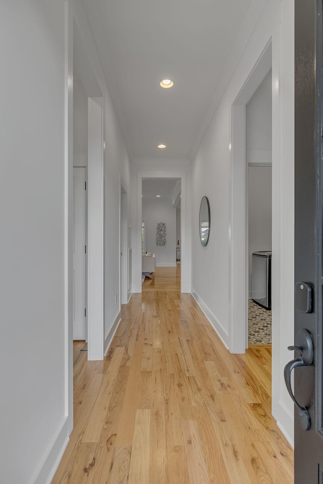 609 Dallas Ct, Murfreesboro, TN 37130 - hallway with light wood-style flooring, recessed lighting, baseboards, and ornamental molding