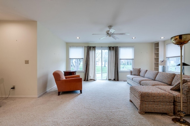 6307 Park Ln, Nashville, TN 37205 - carpeted living room with ceiling fan, recessed lighting, and baseboards