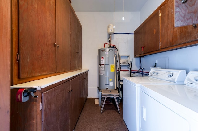 6307 Park Ln, Nashville, TN 37205 - laundry room with washer and clothes dryer, water heater, and cabinet space