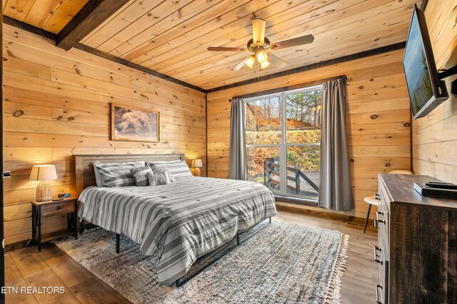 817 Pine Top Ln, Gatlinburg, TN 37738 - bedroom with wood ceiling, wood walls, and wood finished floors