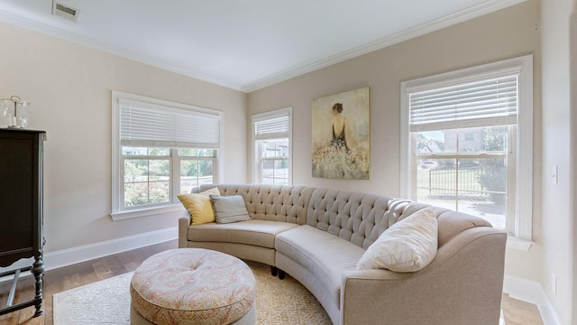 1303 Reynard Dr, Gallatin, TN 37066 - living room with crown molding, wood finished floors, and baseboards