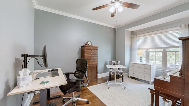 1303 Reynard Dr, Gallatin, TN 37066 - office space featuring ornamental molding, a ceiling fan, wood finished floors, and baseboards