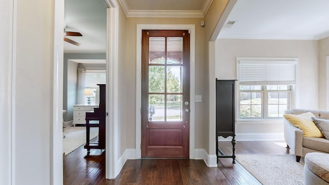 1303 Reynard Dr, Gallatin, TN 37066 - entrance foyer with plenty of natural light, dark wood finished floors, ornamental molding, and baseboards