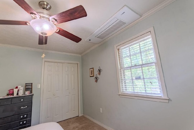 262 Purdy Rd, Selmer, TN 38375 - bedroom with multiple windows, light colored carpet, a closet, baseboards, and ornamental molding