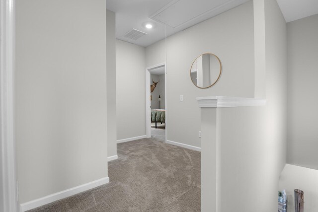 6787 Dharma Loop, Chattanooga, TN 37412 - hall with attic access, carpet floors, baseboards, and recessed lighting