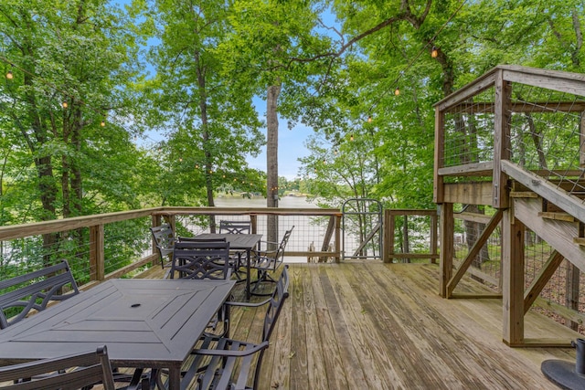 4053 Deer Creek Rd, Linden, TN 37096 - wooden deck featuring outdoor dining area