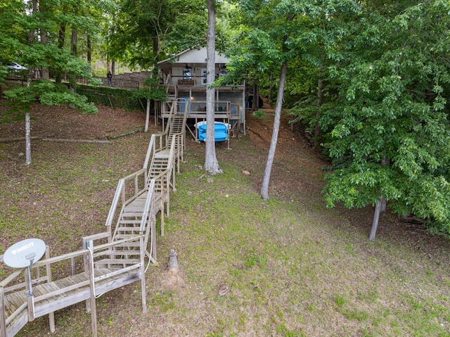 4053 Deer Creek Rd, Linden, TN 37096 - view of yard with stairway and a deck