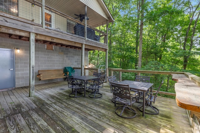 4053 Deer Creek Rd, Linden, TN 37096 - wooden terrace featuring outdoor dining area