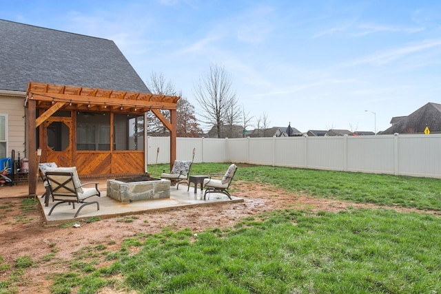 2466 Cason Ln, Murfreesboro, TN 37128 - view of yard with a patio area, an outdoor fire pit, and a pergola