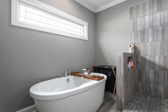 2466 Cason Ln, Murfreesboro, TN 37128 - full bathroom featuring a freestanding tub and ornamental molding