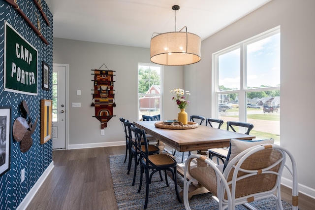 301 Evans Dr, Tullahoma, TN 37388 - dining space featuring baseboards and dark wood finished floors