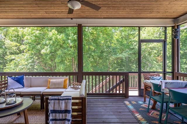 301 Evans Dr, Tullahoma, TN 37388 - sunroom with a ceiling fan and an outdoor hangout area