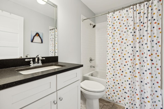 217 Valley Bend Dr, Nashville, TN 37214 - bathroom featuring vanity, toilet, tile patterned flooring, and shower / bathtub combination with curtain