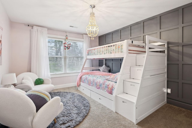 217 Valley Bend Dr, Nashville, TN 37214 - bedroom featuring carpet floors, a chandelier, and baseboards