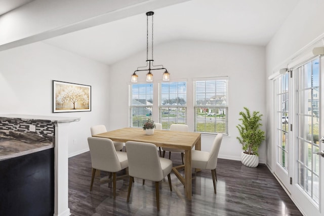 2003 Allerton Way, Spring Hill, TN 37174 - dining room featuring dark wood-type flooring, vaulted ceiling, and baseboards