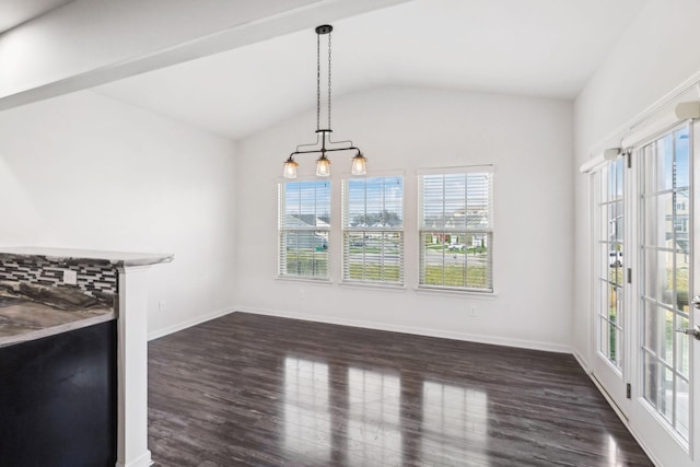 2003 Allerton Way, Spring Hill, TN 37174 - unfurnished dining area with vaulted ceiling, dark wood finished floors, and baseboards