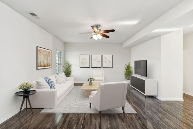 2003 Allerton Way, Spring Hill, TN 37174 - living room featuring ceiling fan, wood finished floors, and baseboards