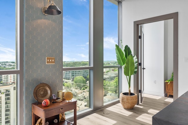 900 20th Ave S Unit 1601, Nashville, TN 37212 - entryway featuring a wall of windows and wood finished floors