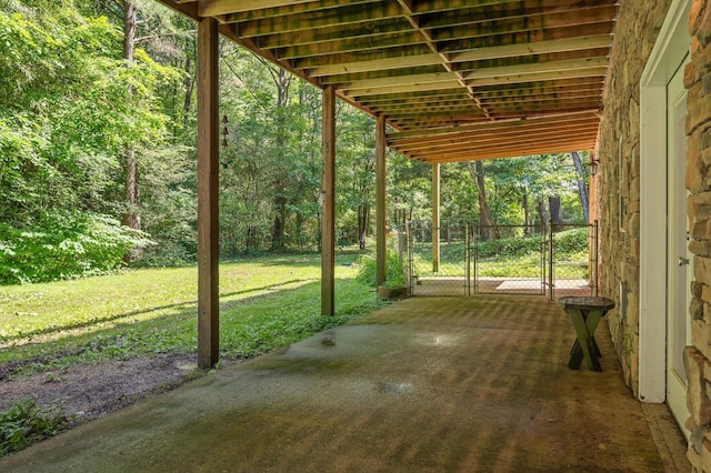 204 Chapman Ct, La Fayette, GA 30728 - view of patio with a gate and a wooded view