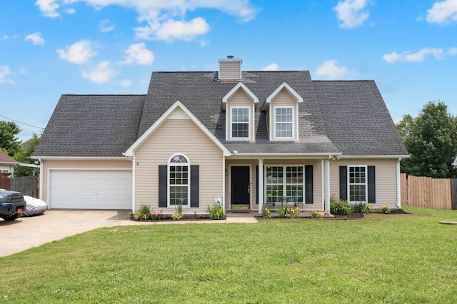 681 Crescent Rd, Murfreesboro, TN 37128 - cape cod-style house featuring concrete driveway, a garage, a chimney, and roof with shingles