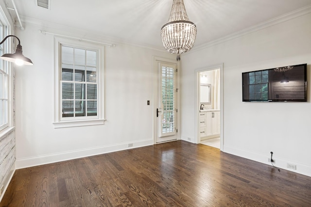 1616 Championship Blvd, Franklin, TN 37064 - unfurnished room featuring a chandelier, wood finished floors, ornamental molding, and baseboards
