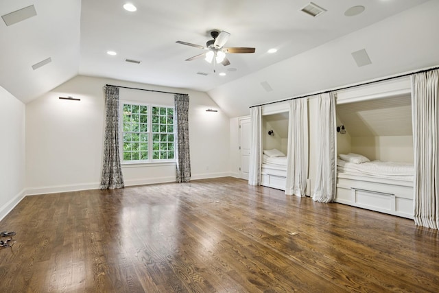 1616 Championship Blvd, Franklin, TN 37064 - unfurnished bedroom featuring vaulted ceiling, wood finished floors, recessed lighting, baseboards, and a ceiling fan