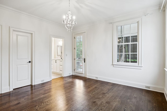 1616 Championship Blvd, Franklin, TN 37064 - unfurnished room featuring a chandelier, crown molding, wood finished floors, baseboards, and a sink