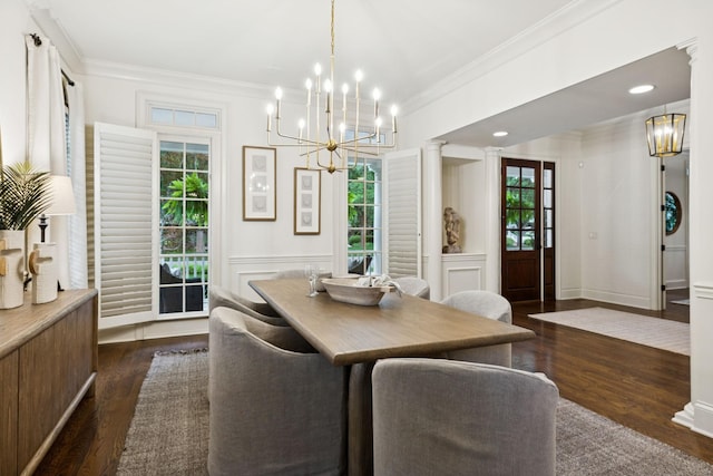 1616 Championship Blvd, Franklin, TN 37064 - dining area featuring a chandelier, crown molding, and dark wood finished floors