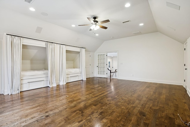 1616 Championship Blvd, Franklin, TN 37064 - unfurnished living room featuring vaulted ceiling, a ceiling fan, recessed lighting, wood finished floors, and baseboards