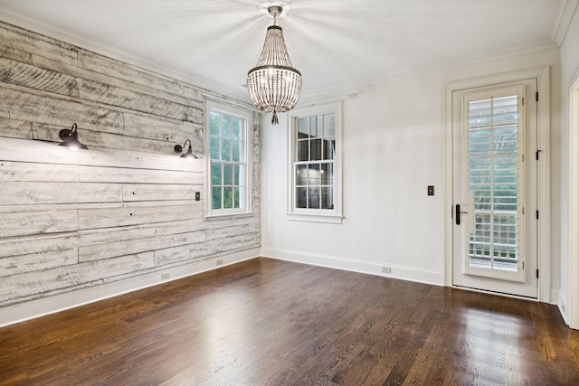 1616 Championship Blvd, Franklin, TN 37064 - unfurnished dining area featuring a chandelier, ornamental molding, wood finished floors, and baseboards