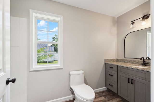 304 S Maple St, Hohenwald, TN 38462 - bathroom with vanity, toilet, baseboards, and wood finished floors