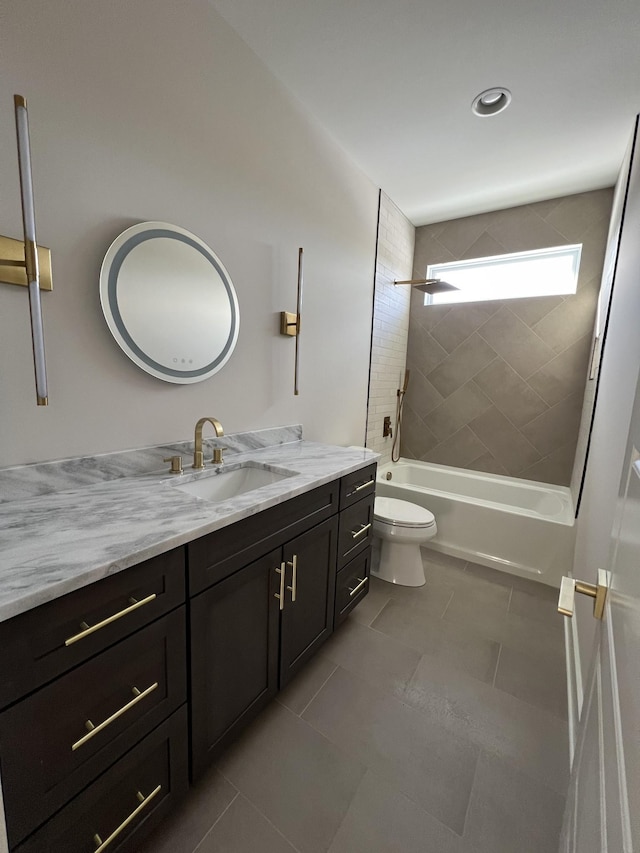 281 Bluebell Dr, Clarksville, TN 37043 - full bathroom with vanity, toilet, shower / washtub combination, and tile patterned floors