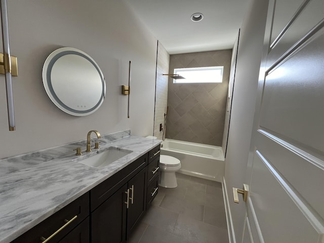 281 Bluebell Dr, Clarksville, TN 37043 - full bath featuring vanity, toilet, tile patterned flooring, bathing tub / shower combination, and recessed lighting