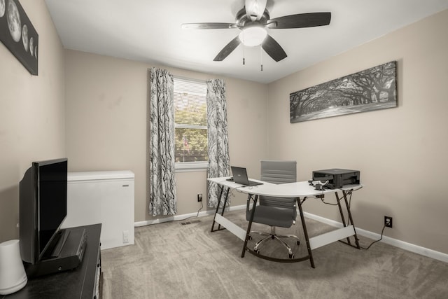 708 Tumbleweed Trl, Mount Juliet, TN 37122 - home office featuring light colored carpet, a ceiling fan, and baseboards