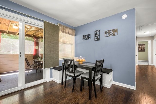708 Tumbleweed Trl, Mount Juliet, TN 37122 - dining area with wood finished floors, baseboards, and attic access